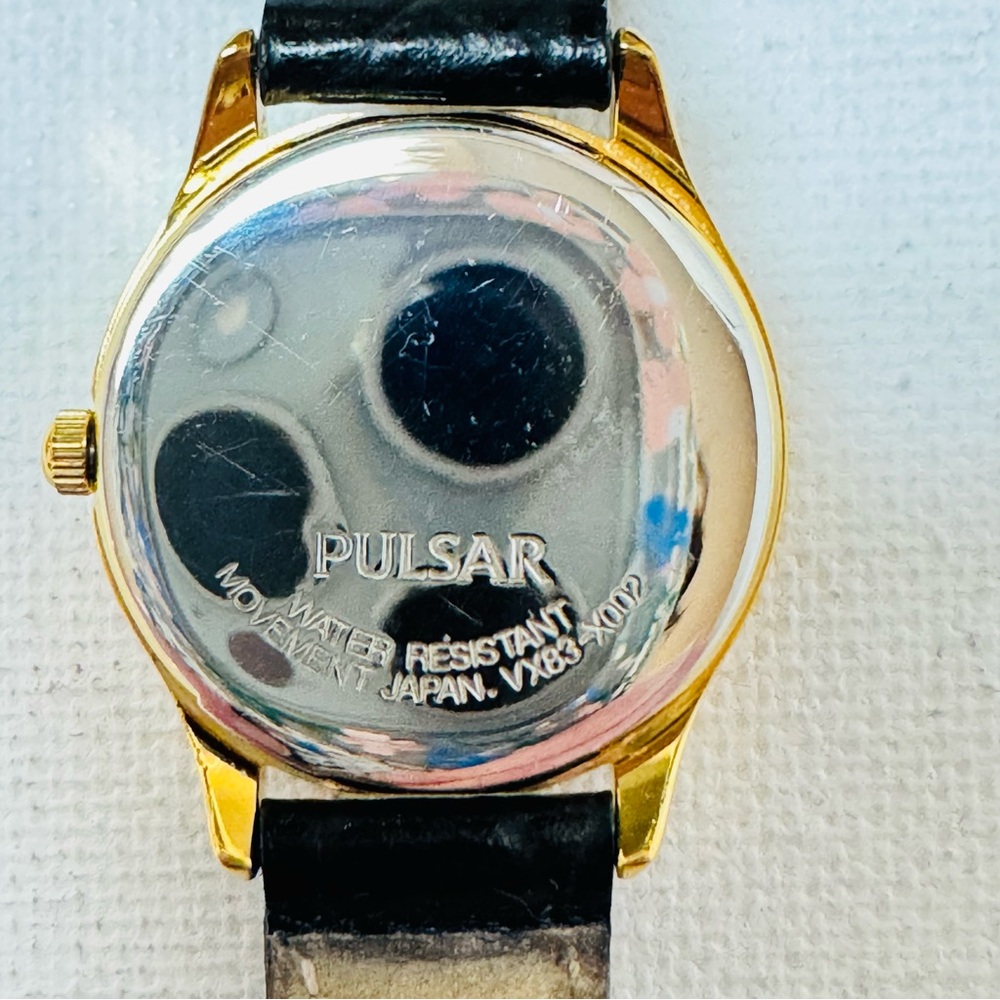 Seiko Pulsar 24mm Women's Day/Date Watch Gold Black Croco Leather VX83-X002 - Picture 11 of 14